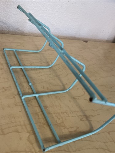 Dish Drying Rack Vintage Coated Wire Storage Plate Holder Turquoise 60s MCM - Picture 8 of 9