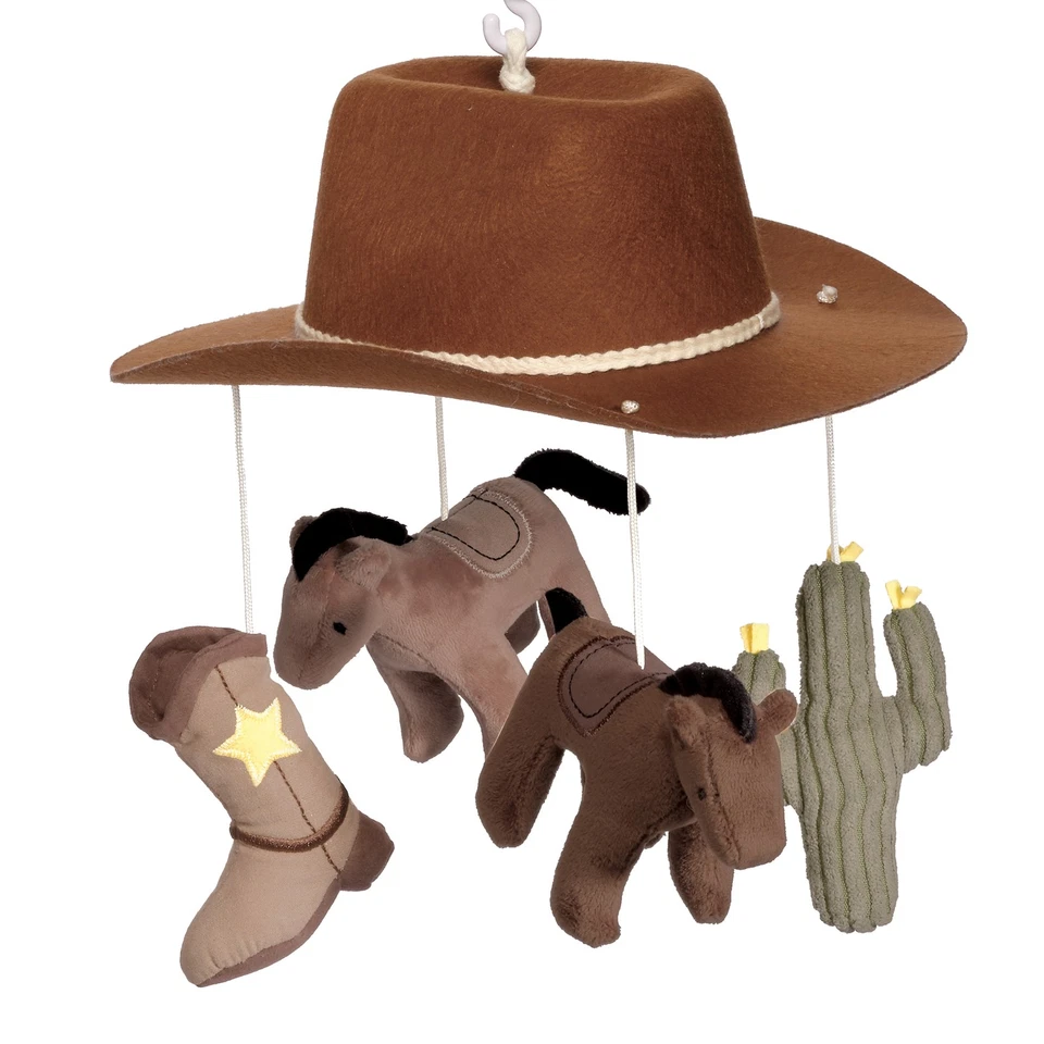 Lambs & Ivy Country Western Cowboy Hat Musical Baby Crib Mobile Soother Toy - Image 2 of 4