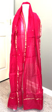 NWOT FABINDIA JAM DANI WOVEN SILK 50X35 STOLE SCARF GOLD THREAD ACCENT BORDER
