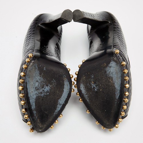 Alexander McQueen Black Patent Leather Skull Embellished Peep Toe Pumps Size 38 - Picture 5 of 8