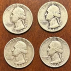 LOT OF FOUR: 1944/1946/1953-S/1954-D U.S. Washington Silver Quarters