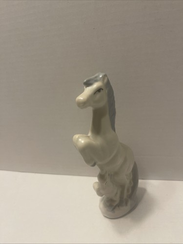 Vintage Keramik weiß & blau Pferd mit Baby Figur Aufzucht 9" groß - Bild 2 von 6