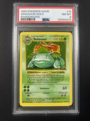 1999 Pokémon Venusaur Shadowless Holo Strong PSA 8 Vintage Base Set Fresh Grade