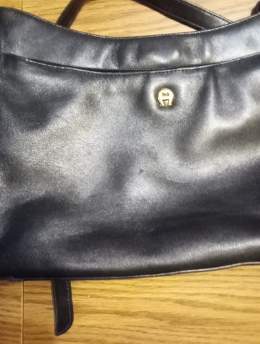 Vintage Etienne Aigner weiche schwarze Leder Umhängetasche 80er Jahre Handtasche Tasche - Bild 10 von 11