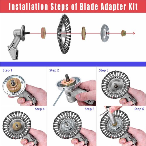 8 Inch Steel Wire Trimmer Head Upgraded Rotary Brush Weeds Blade Cutter with kit - Picture 5 of 12