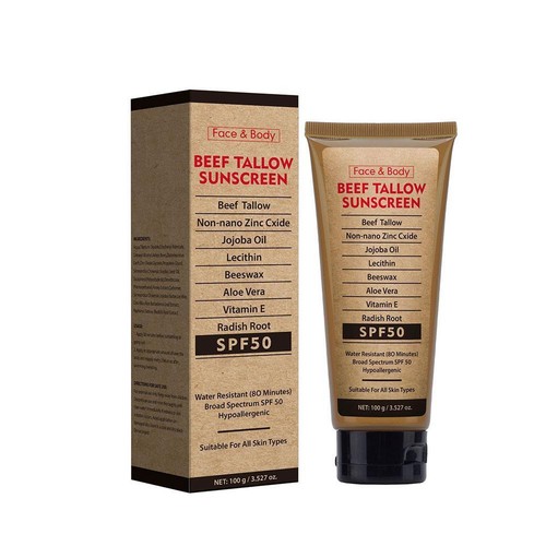 Grass-Fed Beef Tallow Sunscreen SPF50 Natural Tallow Zinc &Oxide Sunscreen 100 g - Picture 10 of 10