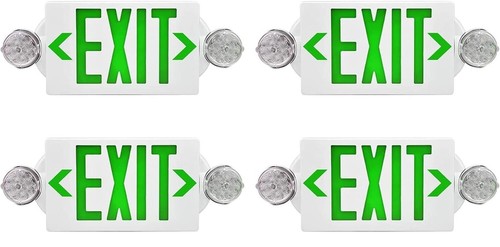 4er-Pack LED grün Ausstiegsschild Notlicht verstellbarer Kopf Combo UL 924 gelistet - Bild 1 von 12