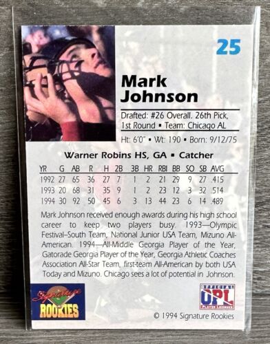 1994 Signature Rookies Draft Picks Signatures #25 Mark Johnson /7750 - Picture 2 of 2