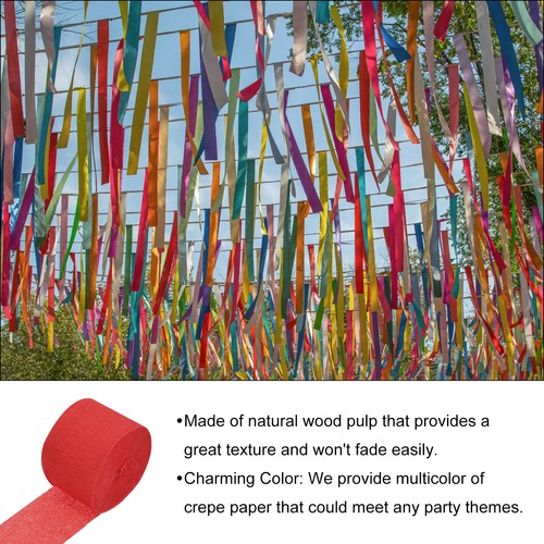 Crepe Paper Christmas Theme Paper Streamers - 1.8 Inch x 82 Feet / 3 Roll - Picture 3 of 6