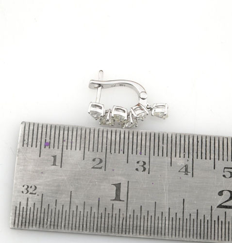 Pear Hoop Earrings Lab Grown CVD Diamond 18k White Gold Anniversary Gift 1.00 Ct - Picture 6 of 9