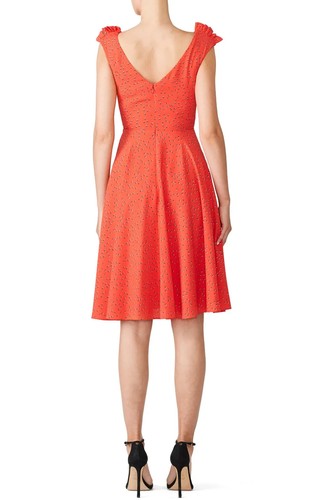 Christian Siriano Dress Womens 14 Red Black Polka Dot Sleeveless V Neck A Line - Picture 3 of 14