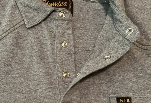 HOWLER BROTHERS MENS RANCHERO SHIRT XL GRAY POLO SHORT SLEEVE COWBOY.100% COTTON - Picture 10 of 13
