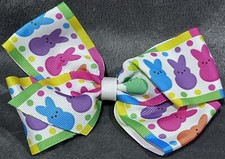 Peeps Easter Bunnies Hair Bow Clip Accessory Dance Cheerleading Dress Up Fancy