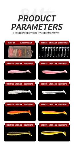 Fishing Dropshot + Hooks Set Rubber Jig 6cm Soft Worm Lure Swimbait Artificial - Picture 2 of 7