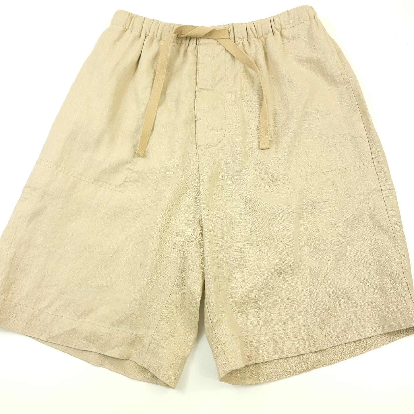 $295 ATM Anthony Thomas Melillo Linen Drawstring Shorts Sand Beige Mens Medium