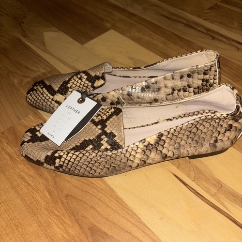 Zara Trafaluc Women's Snake/Animal Print Loafer Flat Slip On Shoes Size 6.5 - Picture 4 of 11