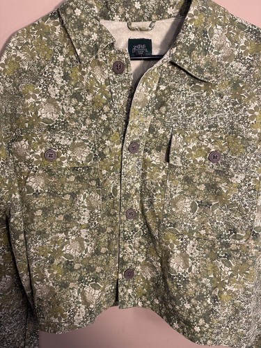 Wild Fable Size Large Women's Green Denim Floral Jacket Crop - Picture 5 of 6