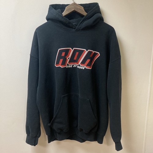 Vintage Ring Of Honor ROH Hoodie Black XL Wrestling Y2K Distressed Very RARE