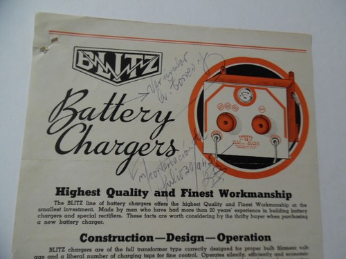 1945 Blitz Electric Co. Automotive Battery Charger Catalog Sheet Chicago Vintage - Picture 2 of 5
