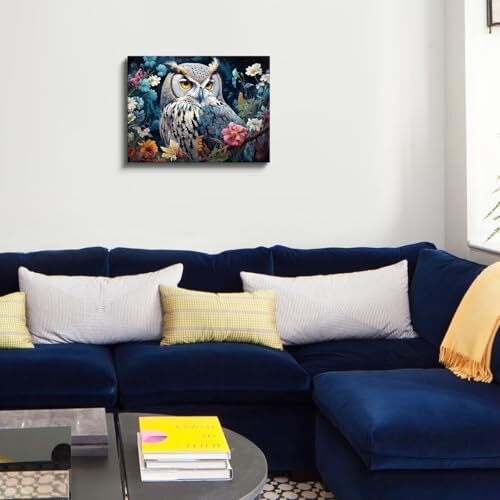 Typruye Owls Canvas Print Abstract Canvas Wall Art Paintings Owls Pictures for - Picture 7 of 8