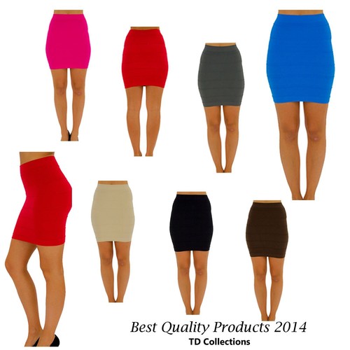 Mini falda lápiz delgada hasta la rodilla recta oficina con vendaje ajustado para mujer-Multi - Imagen 2 de 9