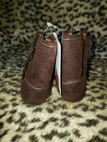 STEPPING STONES BROWN FRINGE COWBOY BOOTS BABY SHOES BOOTIES 6-9M ROCKABILLY - Picture 3 of 6