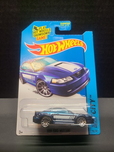 Hot Wheels 2014 HW City 1999 Ford Mustang (Blue) 10 Spoke Variant - Picture 2 of 3