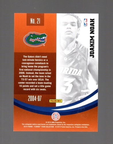 2015 PANINI FLORIDA GATORS JOAKIM NOAH #21 GOLD 07/25 - Picture 2 of 2