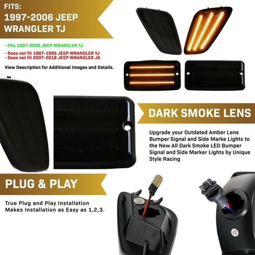 For Jeep Wrangler TJ 1997-06 39LED Tail Light Front Side/Bumper Turn Signal Lamp - Picture 5 of 12