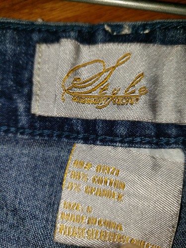 Denim Tulip Hem Maxi Skirt. Stretch. Sz S. Rhinestone Accents. Vintage 2004. - Picture 8 of 9