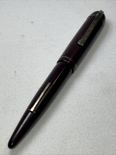Vtg Eversharp Skyline Burgundy Lever Filler 14kt Gold Nib Fountain Pen c 1940 - Picture 10 of 12