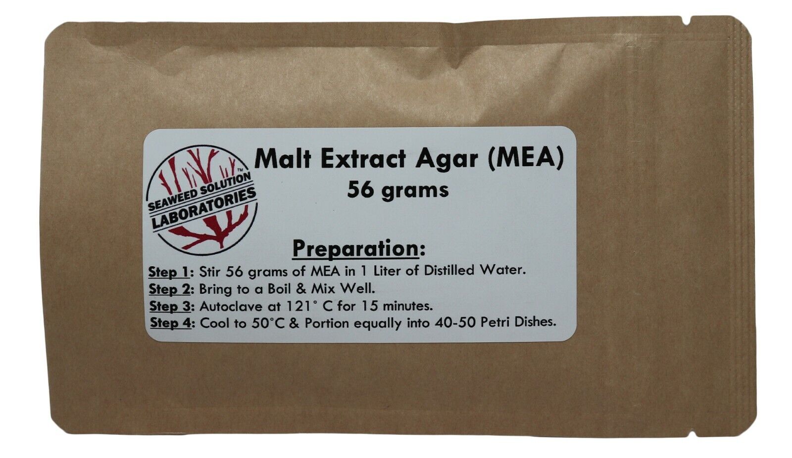 Malt Extract Agar (MEA) 56 grams - Great For Growing Mushrooms! - Yields 1 Liter
