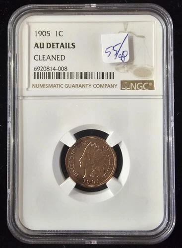 1905 1c Indian Head Cent NGC AU-DETAILS
