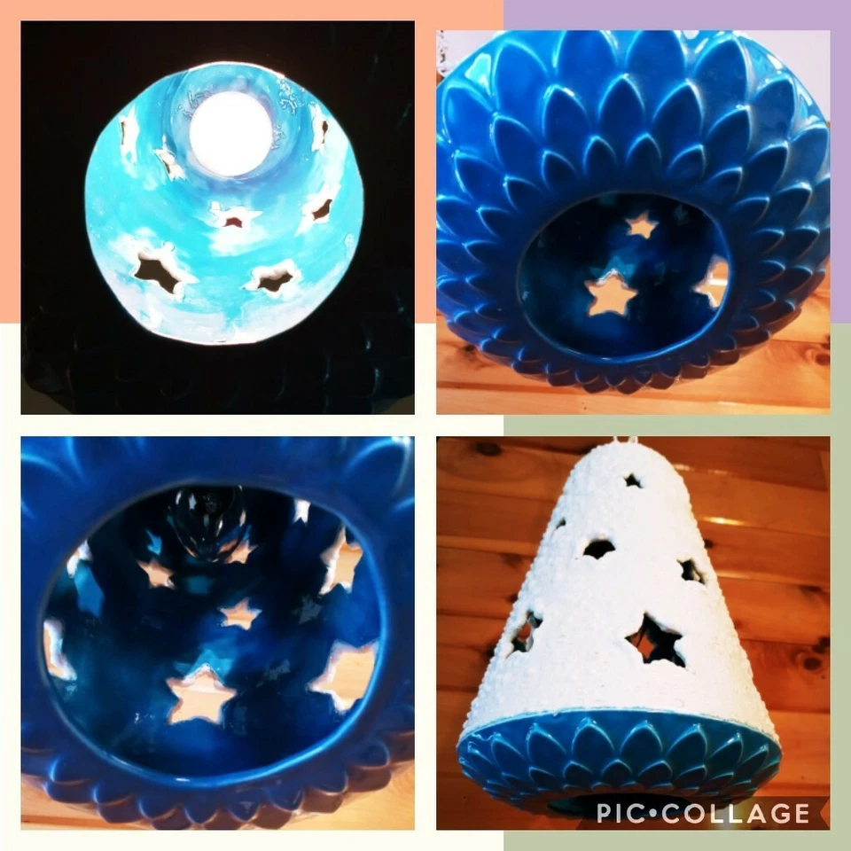 Винтажный 1950-х 60-х керамический Hobnail середины века современный Swag лампа ретро звезды - Изображение 2 из 4