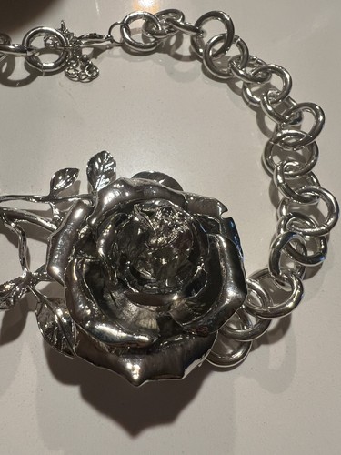 Flower Necklace Choker Zara Pendant Rose Silver Boho Statement Chain Women - Picture 9 of 9
