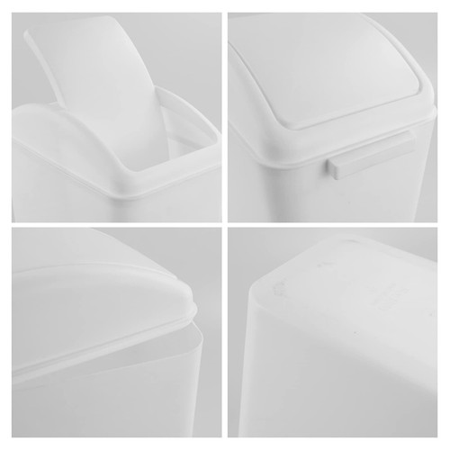 4.2 Gallon Swing Lid Trash Can White Plastic Waste Bin for Bathroom - Picture 3 of 7