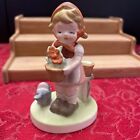 Flambro Girl with Flowers in Pot Figurine Vintage Ceramic Porcelain Gardening