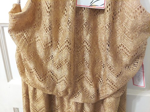 Nwts Bisou Bisou Ladies Size 16 Gold Sleeveless Maxi Dress W/ Metal Collar - Picture 12 of 13