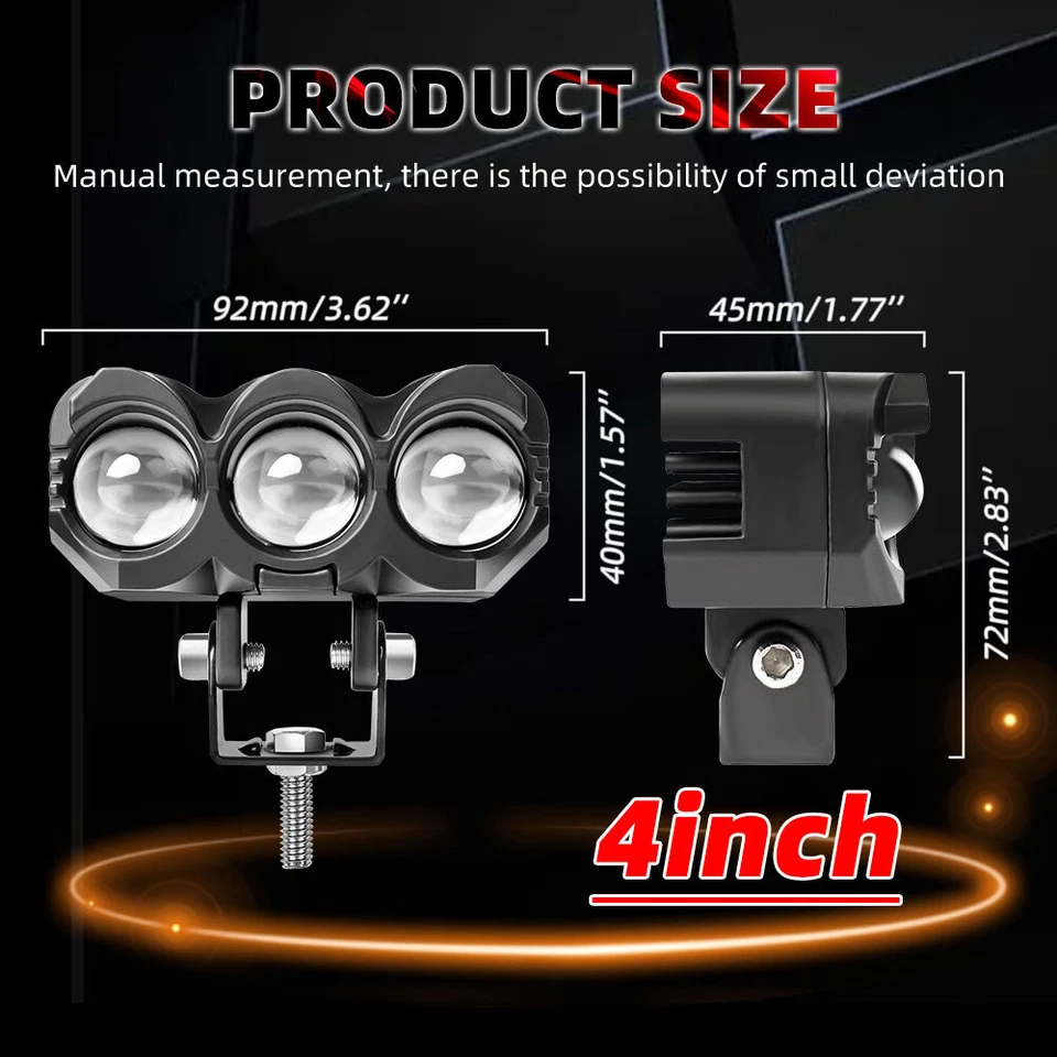 Luz de trabajo LED 4" Spot Pod para Polaris RZR 570 800 900 1000 4 S XP XP Turbo Tusk Foto 3 de 4