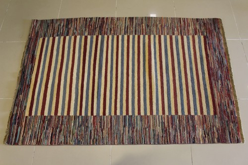 Alfombra de área multicolor Rugstc 4x6 Gabbeh, genuina anudada a mano, pila de lana - Imagen 2 de 5