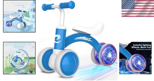 1-Year-Old Balance Bike with Colorful Lighting & Soft Seat - Perfect First Toy - Picture 2 of 8