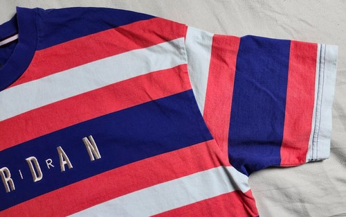 Air Jordan Multicolor Striped T Shirt Men's Crew Neck 100% Cotton Size Large - Bild 7 von 16