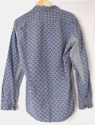 PAUL SMITH Jeanshemd blau gemustert Knopfleiste Langarm Slim Fit Large - Bild 6 von 12