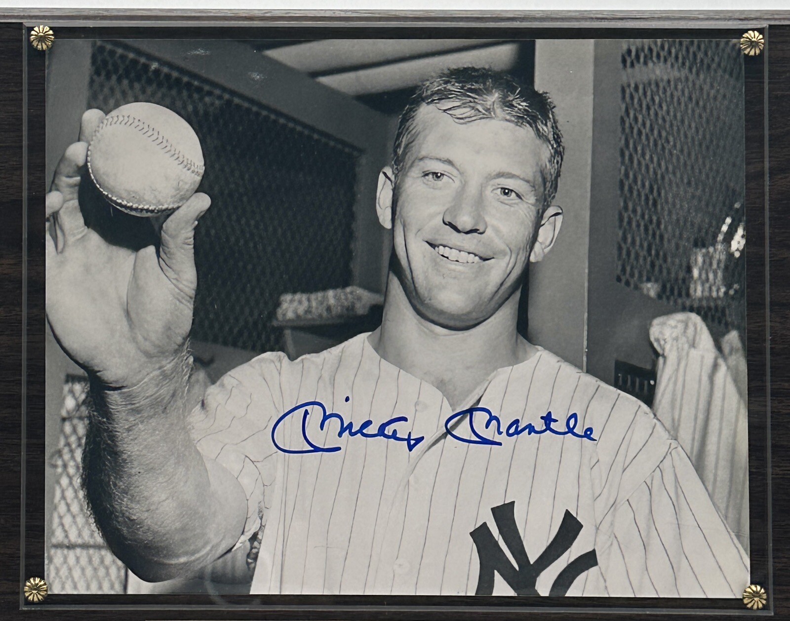 Mickey Mantle Autographed Photograph Stacks of Plaques New York Yankees