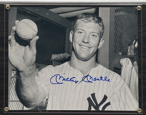 Fotografía autografiada de Mickey Mantle pilas de placas New York NY Yankees - Imagen 4 de 21