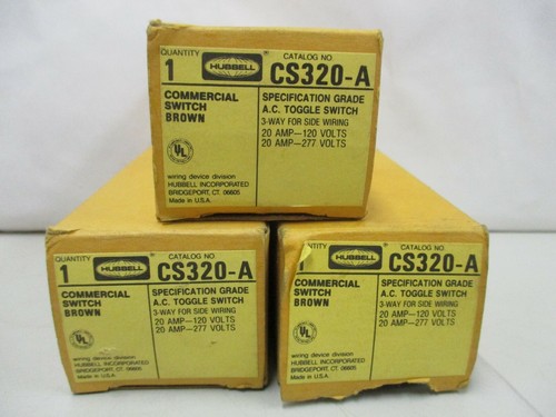 Interruptor de palanca de CA comercial Hubbell CS320-A 3 vías 20 AMP 120/277 voltios cantidad 3 - Imagen 4 de 4