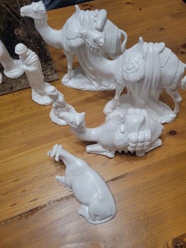 Ceramica 19 pz Natività Sacra Famiglia Angelo Saggi Pastore Bestiame No Presepe  - Foto 4 di 6