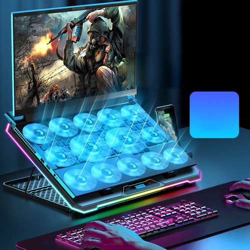 Laptop Cooler Base With 13 Quiet Cooling Fans LED Lights For 14-17 Inch Laptop - Bild 2 von 15