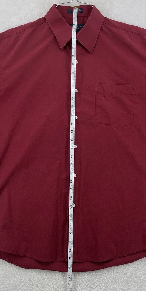 Camisa masculina Giorgio Brutini tamanho G manga longa com botões mistura de algodão vermelha - Imagem 4 de 4