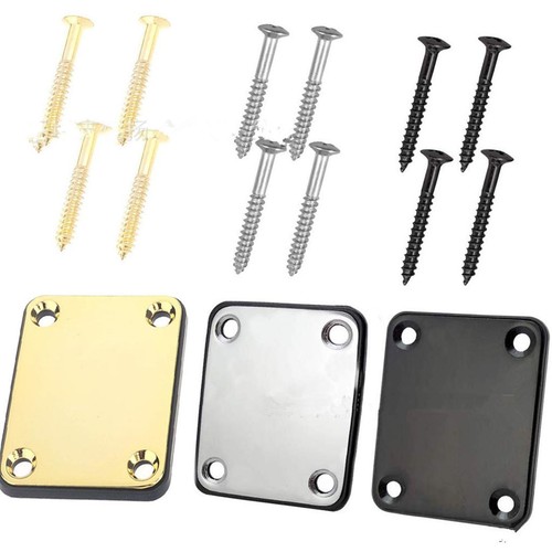 Electric & Cigar Box & Jazz Bass Guitar Neck Plate with 4 Mounting Screws A - Picture 2 of 21